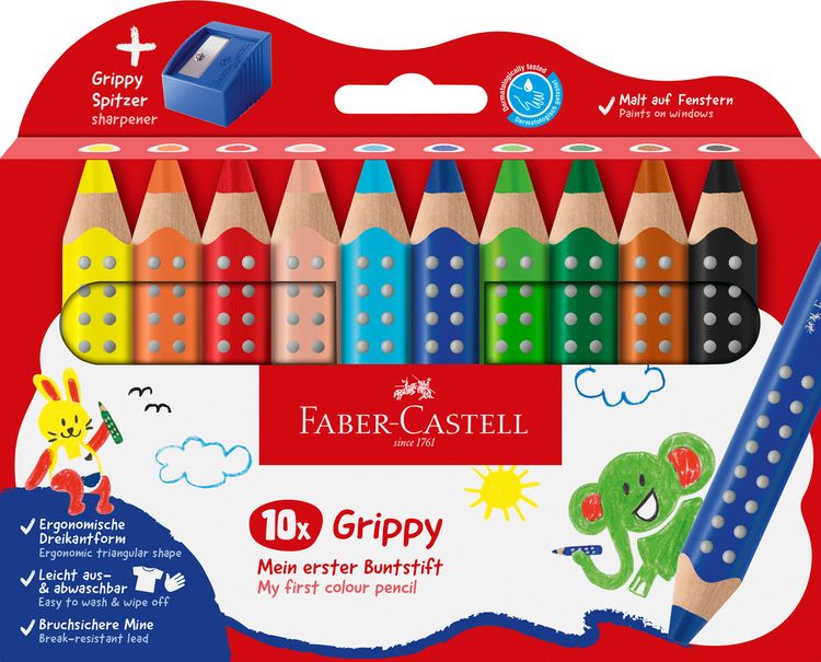 Produktbild: Faber-Castell Buntstifte Grippy 10er Set mit Spitzer