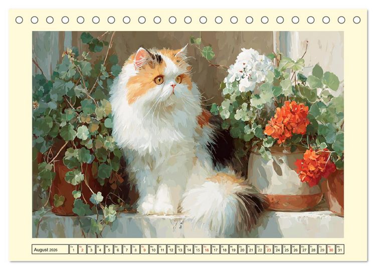 Produktbild: Perserkatzen. Flauschige Momente in kunstvoller &Ouml;loptik (Tischkalender 2026 DIN A5 quer), CALVENDO Monatskalender