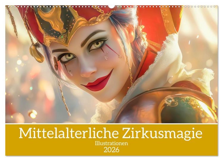 Produktbild: Mittelalterliche Zirkusmagie - Illustrationen (Wandkalender 2026 DIN A2 quer), CALVENDO Monatskalender