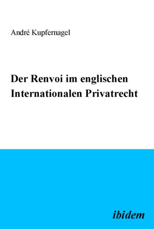 Produktbild: Der Renvoi im englischen Internationalen Privatrecht