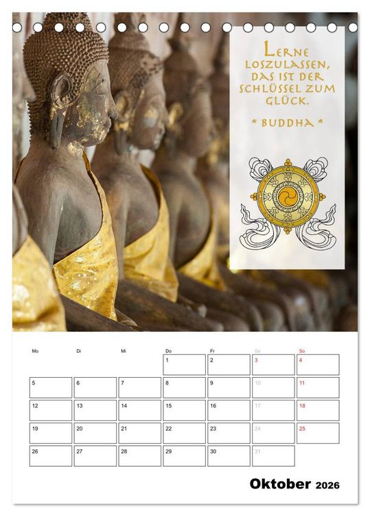Produktbild: BUDDHAS ZITATE Buddhistische Weisheiten (Tischkalender 2026 DIN A5 hoch), CALVENDO Monatskalender