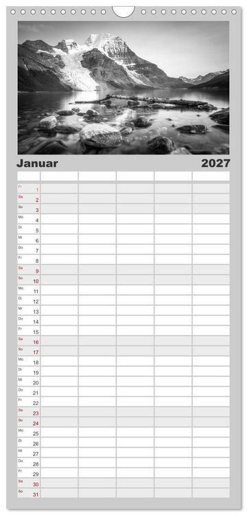 Produktbild: Familienplaner 2027 - Monochrome Wonders mit 5 Spalten (Wandkalender, 21 x 45 cm) CALVENDO
