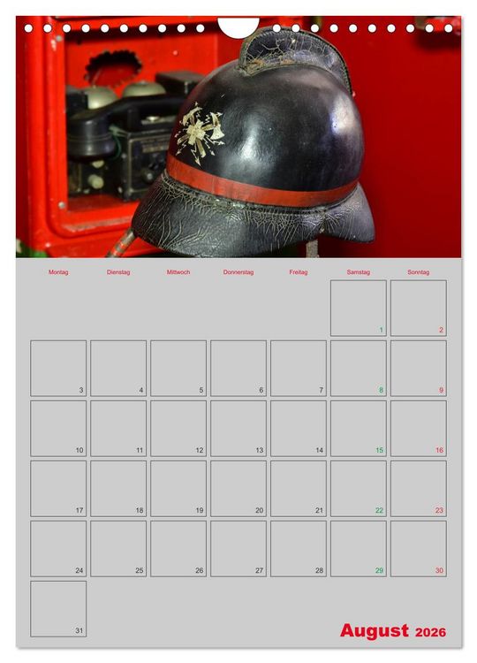 Produktbild: Alte Feuerwehrhelme - Terminplaner (Wandkalender 2026 DIN A4 hoch), CALVENDO Monatskalender