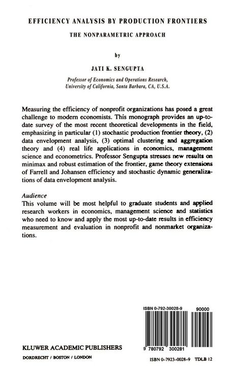Produktbild: Efficiency Analysis by Production Frontiers