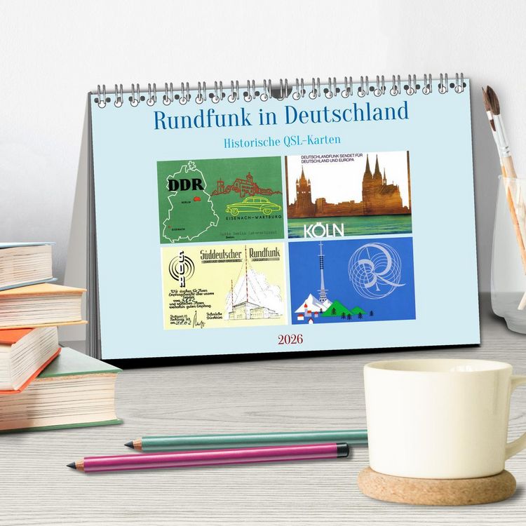 Produktbild: Rundfunk in Deutschland - Historische QSL-Karten (Tischkalender 2026 DIN A5 quer), CALVENDO Monatskalender