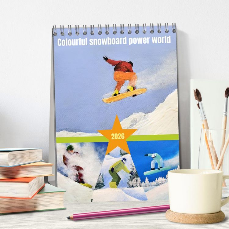 Produktbild: Colourful snowboard power world (Desk Calendar 2026 DIN A5 portrait), CALVENDO 12 Month DeskCalendar