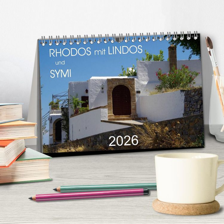 Produktbild: Rhodos mit Lindos und Symi (Tischkalender 2026 DIN A5 quer), CALVENDO Monatskalender