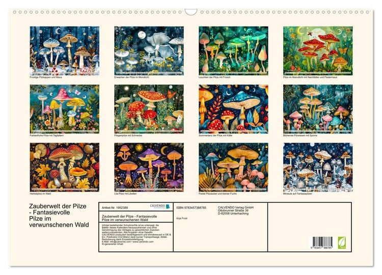 Produktbild: Zauberwelt der Pilze - Fantasievolle Pilze im verwunschenen Wald (Wandkalender 2026 DIN A2 quer), CALVENDO Monatskalender