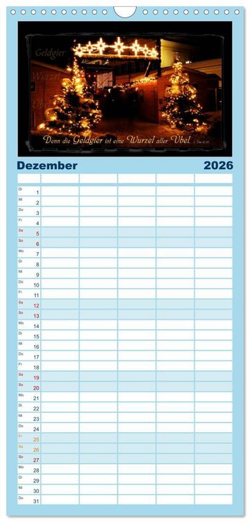 Produktbild: Familienplaner 2026 - Monat f&uuml;r Monat ein Bibelvers mit 5 Spalten (Wandkalender, 21 x 45 cm) CALVENDO