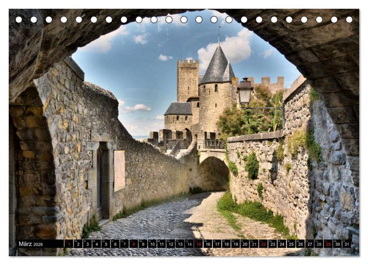 Produktbild: Frankreichs wehrhafter S&uuml;den - Festungen und Wehranlagen im Languedoc-Roussillon (Tischkalender 2026 DIN A5 quer), CALVENDO Monatskalender
