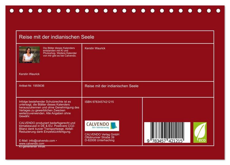 Produktbild: Reise mit der indianischen Seele (Tischkalender 2026 DIN A5 quer), CALVENDO Monatskalender