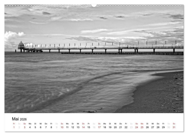 Produktbild: Ostseebad Zingst - Impressionen in Schwarz-Wei&szlig; (hochwertiger Premium Wandkalender 2026 DIN A2 quer), Kunstdruck in Hochglanz