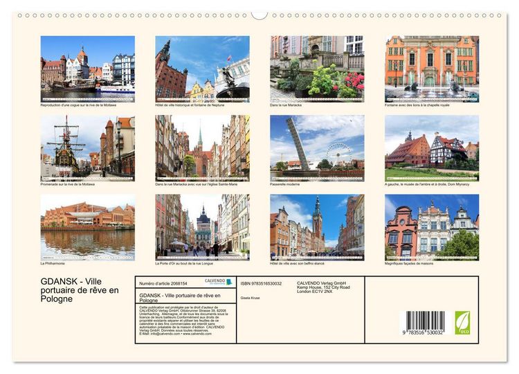 Produktbild: GDANSK - Ville portuaire de r&ecirc;ve en Pologne (Calendrier mural 2026 DIN A2 vertical) calendrier de bureau