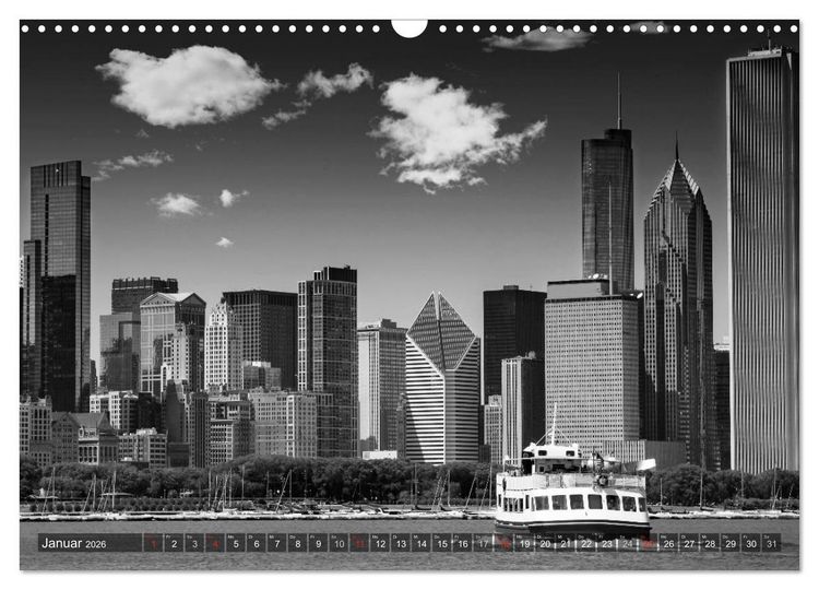 Produktbild: CHICAGO Monochrom (Wandkalender 2026 DIN A3 quer), CALVENDO Monatskalender
