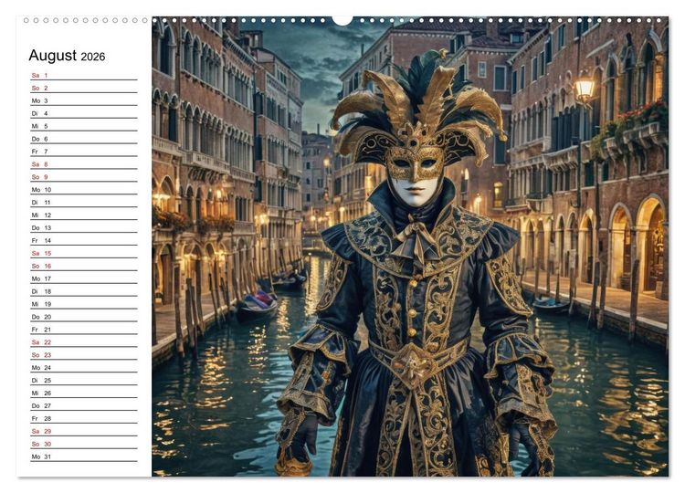 Produktbild: M&auml;rchenhafte Maskerade KI - Karnevalserlebnis in Venedig (Wandkalender 2026 DIN A2 quer), CALVENDO Monatskalender