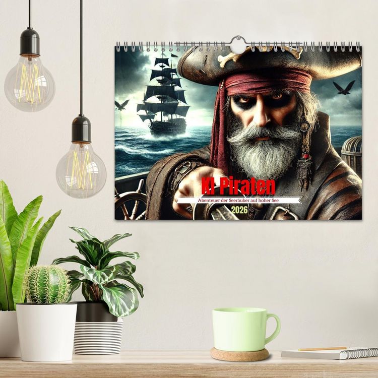 Produktbild: KI Piraten - Abenteuer der Seer&auml;uber auf hoher See (Wandkalender 2026 DIN A4 quer), CALVENDO Monatskalender