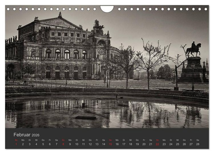 Produktbild: Dresden Schwarz Weiss 2026 (Wandkalender 2026 DIN A4 quer), CALVENDO Monatskalender