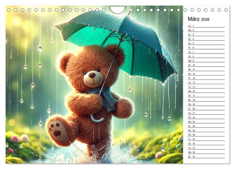 Produktbild: Teddys - Die Jahresreise der KI-Teddyb&auml;ren (Wandkalender 2026 DIN A4 quer), CALVENDO Monatskalender