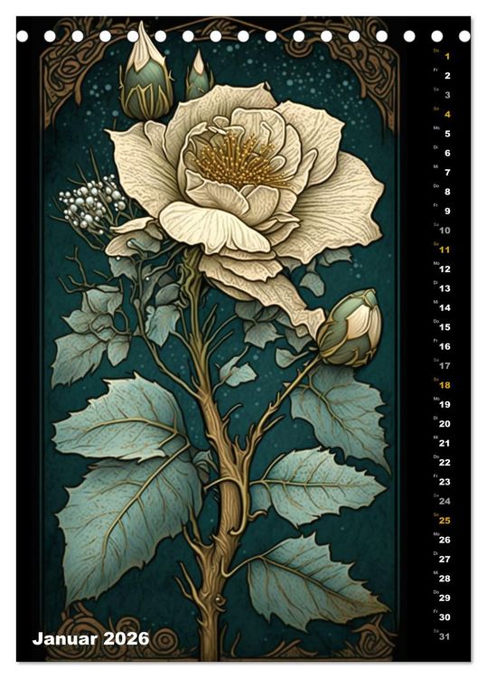 Produktbild: Jugendstil Blumen (Tischkalender 2026 DIN A5 hoch), CALVENDO Monatskalender