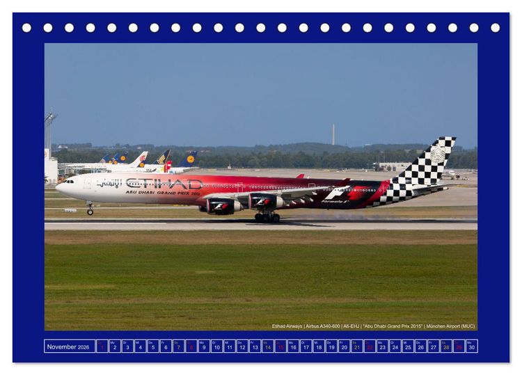 Produktbild: Bunte Airliner (Tischkalender 2026 DIN A5 quer), CALVENDO Monatskalender