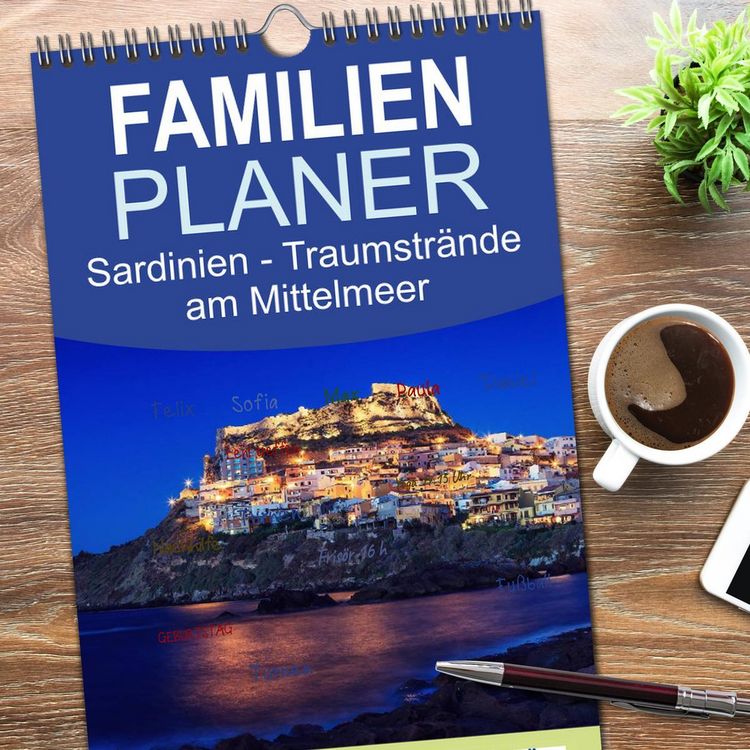 Produktbild: Familienplaner 2026 - Sardinien - Traumstr&auml;nde am Mittelmeer mit 5 Spalten (Wandkalender, 21 x 45 cm) CALVENDO