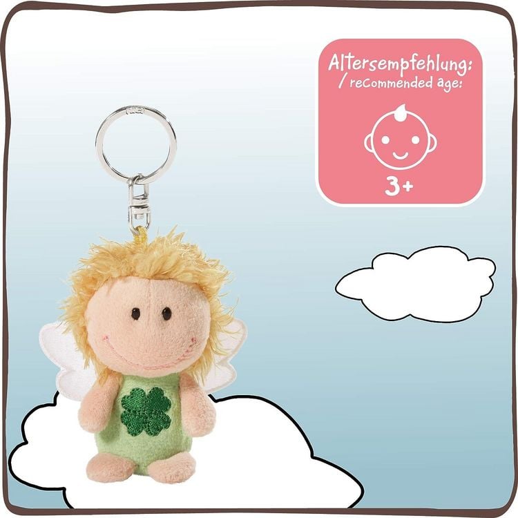 Produktbild: NICI 34553 - Schl&uuml;sselanh&auml;nger Schutzengel mit Kleeblatt Ich bring dir Gl&uuml;ck, Gl&uuml;cksbringer, gr&uuml;n, 7 cm