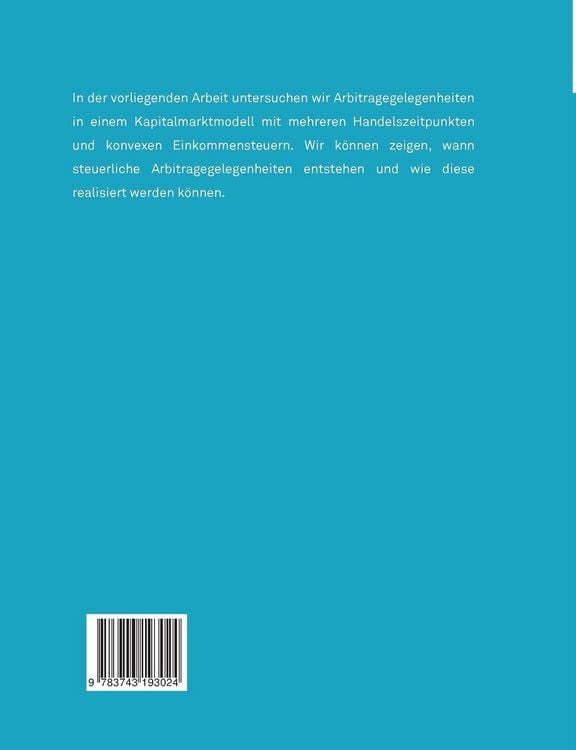Produktbild: Arbitragetheorie und konvexe Steuern