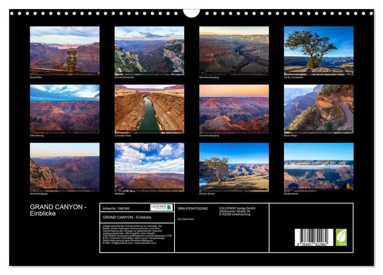 Produktbild: GRAND CANYON - Einblicke (Wandkalender 2026 DIN A3 quer), CALVENDO Monatskalender