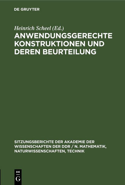 Produktbild: Anwendungsgerechte Konstruktionen und deren Beurteilung