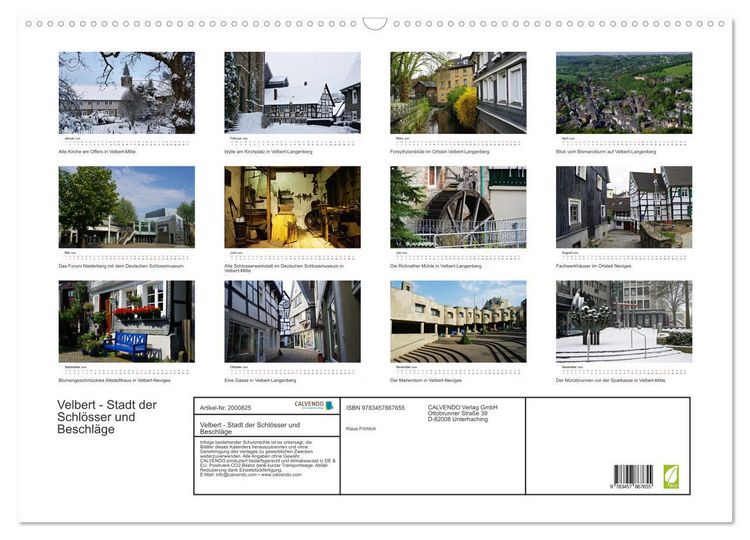 Produktbild: Velbert - Stadt der Schl&ouml;sser und Beschl&auml;ge (Wandkalender 2026 DIN A2 quer), CALVENDO Monatskalender