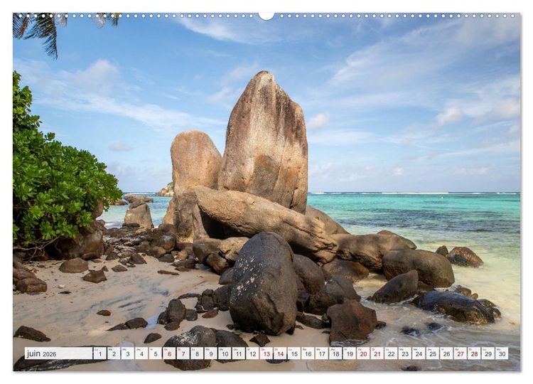 Produktbild: Seychelles - Des &icirc;les de r&ecirc;ve dans l'oc&eacute;an Indien (Calendrier mural 2026 DIN A2 vertical) calendrier de bureau