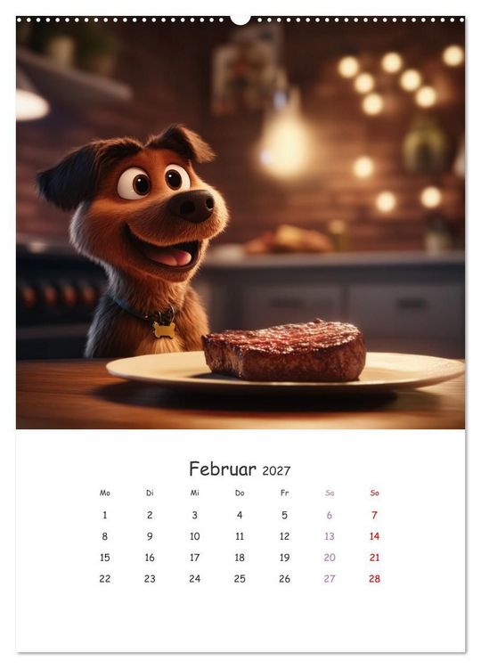 Produktbild: Fellnasen am K&uuml;chentisch - 12 KI-Motive mit Hunden (hochwertiger Premium Wandkalender 2027 DIN A2 hoch), Kunstdruck in Hochglanz