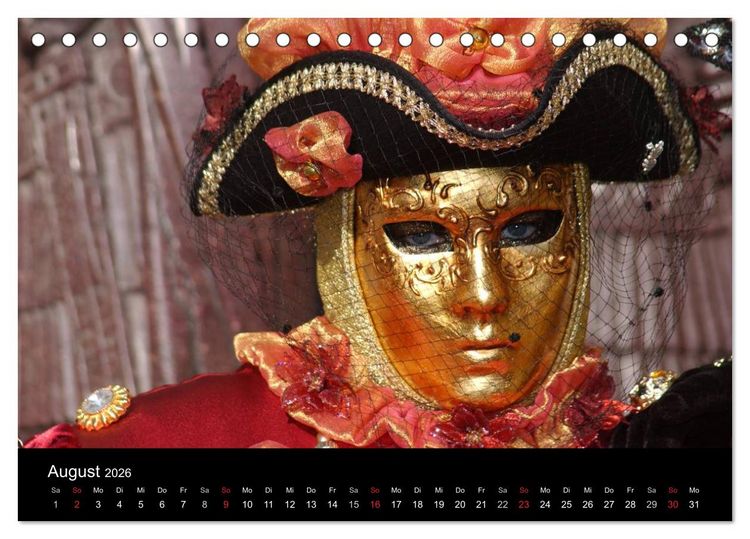 Produktbild: Maskenzauber in Venedig 2026 (Tischkalender 2026 DIN A5 quer), CALVENDO Monatskalender