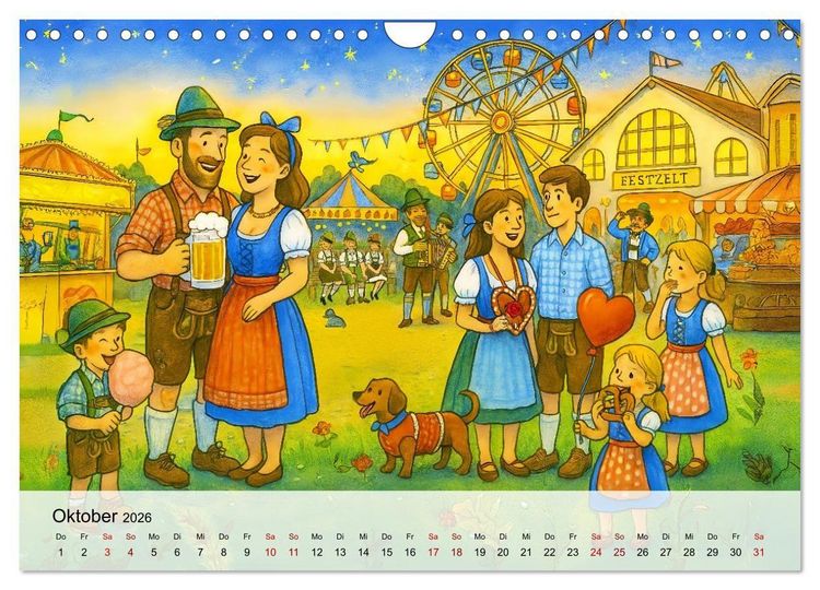 Produktbild: Bayrische Wimmelbilder - Wo Heimat lebendig wird (Wandkalender 2026 DIN A4 quer), CALVENDO Monatskalender