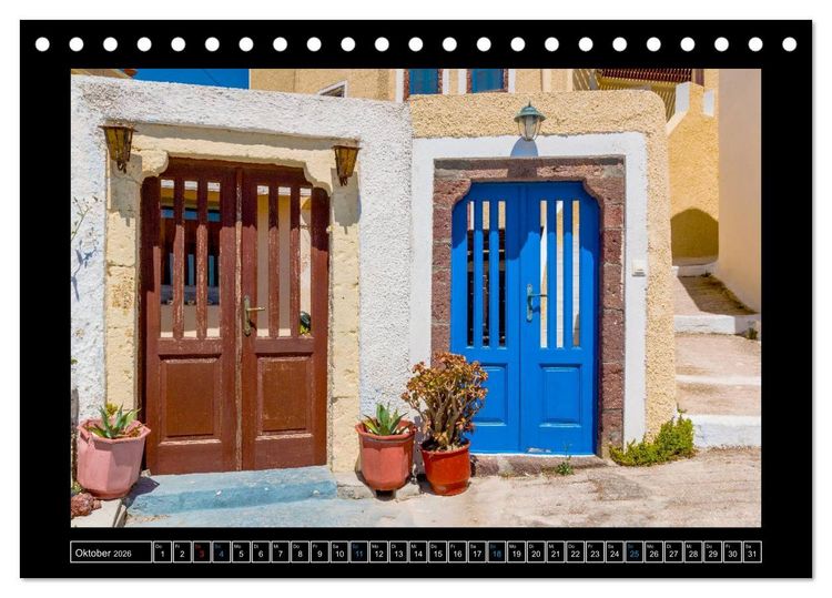 Produktbild: Kalimera Thira - Santorini, die sch&ouml;nste der Kykladen stellt sich vor (Tischkalender 2026 DIN A5 quer), CALVENDO Monatskalender