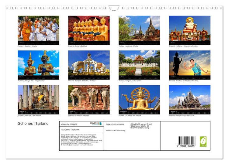 Produktbild: Sch&ouml;nes Thailand (Wandkalender 2026 DIN A3 quer), CALVENDO Monatskalender