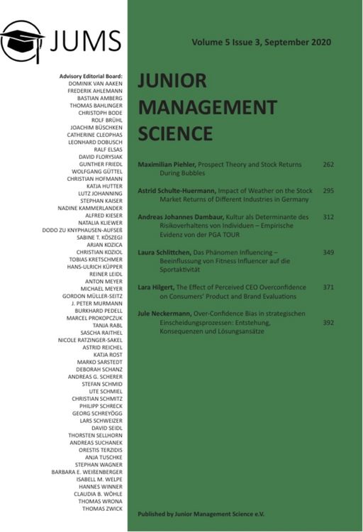 Produktbild: Junior Management Science, Volume 5, Issue 3, September 2020