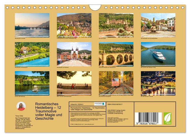 Produktbild: Romantisches Heidelberg &ndash; 12 Traummotive voller Magie und Geschichte (Wandkalender 2027 DIN A4 quer), CALVENDO Monatskalender