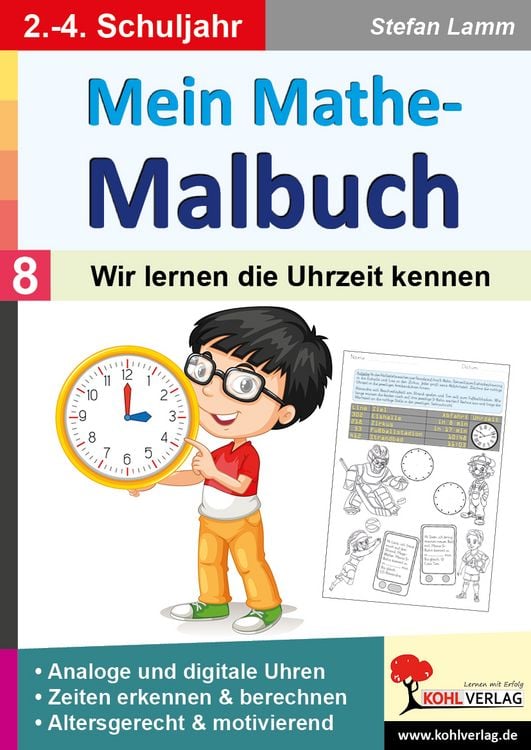 Produktbild: Mein Mathe-Malbuch / Band 8: Wir lernen die Uhrzeit kennen