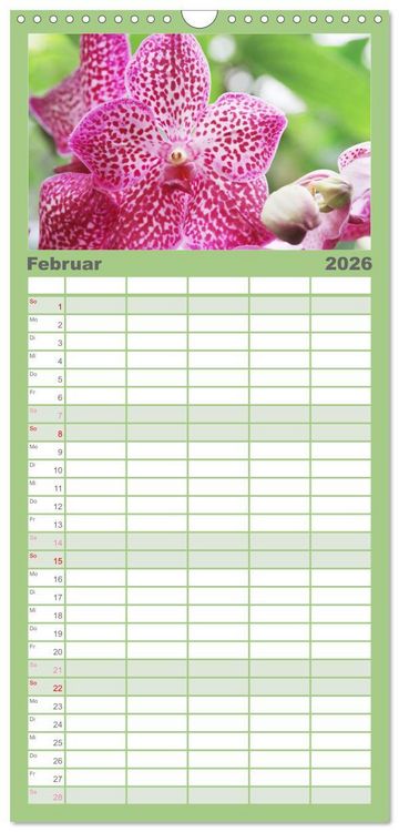 Produktbild: Familienplaner 2026 - Pr&auml;chtige Orchideen mit 5 Spalten (Wandkalender, 21 x 45 cm) CALVENDO