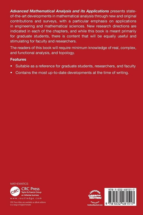 Produktbild: Advanced Mathematical Analysis and its Applications