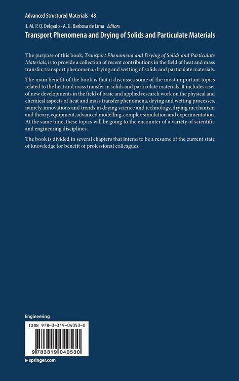 Produktbild: Transport Phenomena and Drying of Solids and Particulate Materials