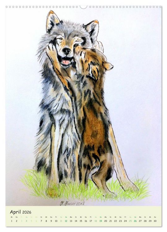 Produktbild: PortraiTierART Zauberhafte Tierzeichnungen (hochwertiger Premium Wandkalender 2026 DIN A2 hoch), Kunstdruck in Hochglanz