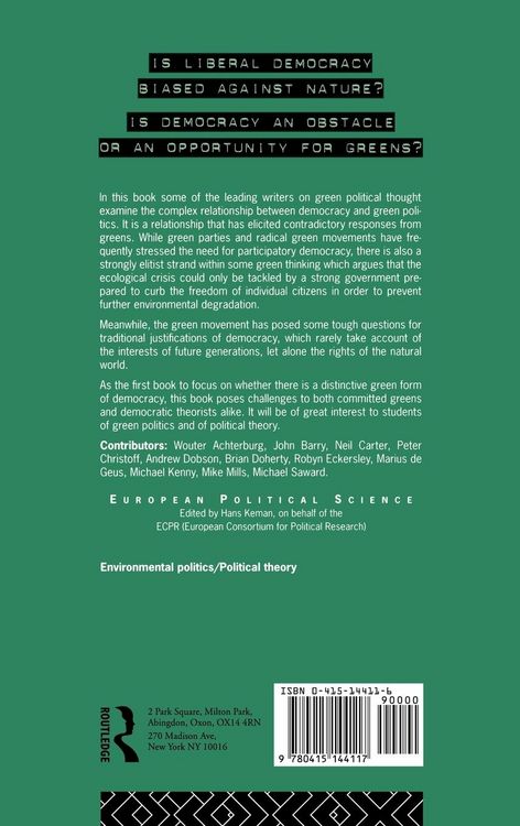 Produktbild: Democracy and Green Political Thought