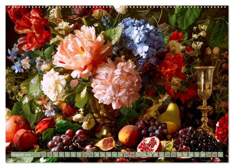Produktbild: Bloom und Bite. KI mixt Blumen, Obst und Gem&uuml;se (Wandkalender 2026 DIN A2 quer), CALVENDO Monatskalender
