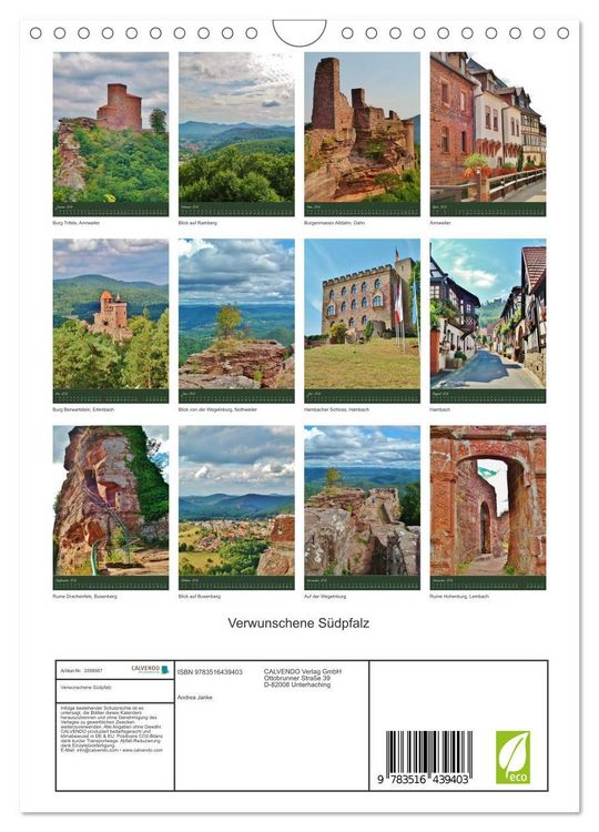 Produktbild: Verwunschene S&uuml;dpfalz (Wandkalender 2026 DIN A4 hoch), CALVENDO Monatskalender