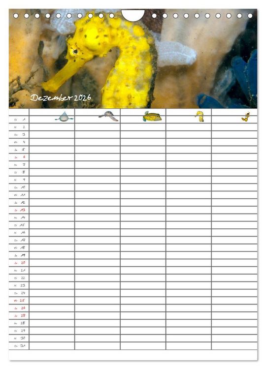 Produktbild: Der Unterwasser Familienplaner 2026 (Wandkalender 2026 DIN A4 hoch), CALVENDO Monatskalender