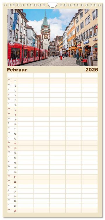 Produktbild: Familienplaner 2026 - Freiburg - Breisgau Metropole mit 5 Spalten (Wandkalender, 21 x 45 cm) CALVENDO