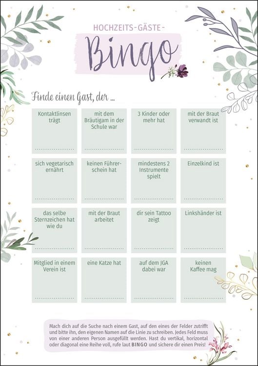 Produktbild: Hochzeits-G&auml;ste-Bingo