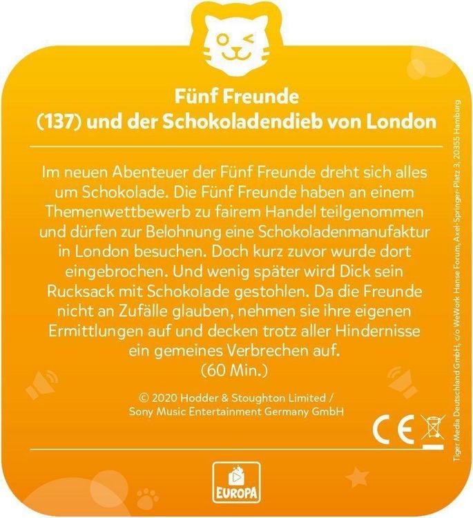 Produktbild: tigercard - F&uuml;nf Freunde - Folge 137: und der Schokoladendie